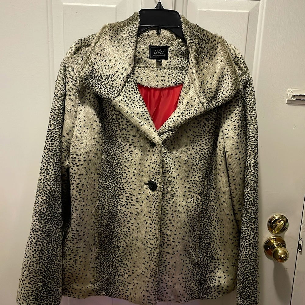 Animal Print coat with red lining